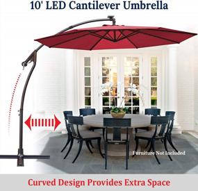 img 1 attached to Stay Cool In Style: BenefitUSA 10' Cantilever LED Patio Umbrella With 40 LED Lights In Burgundy