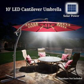 img 3 attached to Stay Cool In Style: BenefitUSA 10' Cantilever LED Patio Umbrella With 40 LED Lights In Burgundy