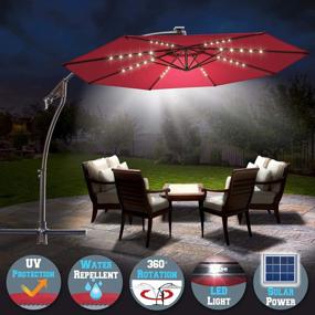 img 2 attached to Сохраняйте прохладу и стиль: BenefitUSA 10-футовый консольный светодиодный зонт для патио с 40 светодиодными лампами бордового цвета