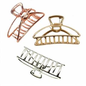 img 2 attached to Stylish And Durable: 6-Pack VinBee Metal Hair Claw Clips In Silver, Gold, And Rose Gold For Women'S Thick Hair