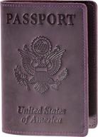 premium purple leather passport cover: stylish holder case for men & women logo