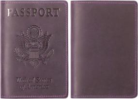 img 1 attached to Премиум фиолетовая кожаная обложка для паспорта: стильный держатель для мужчин и женщин.