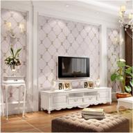 transform your living room with qihang's 3d diamond lattice pattern wallpaper in light purple gray logo
