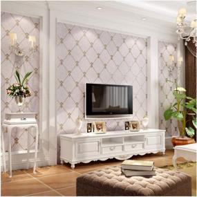 img 4 attached to Transform Your Living Room With QIHANG'S 3D Diamond Lattice Pattern Wallpaper In Light Purple Gray