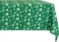 waterproof shamrock tablecloth for st patrick's day & spring - 54 x 80 inches, spillproof and stain resistant, green clover design, ideal for dining room, kitchen, and party, easy to wash by dwcn logo