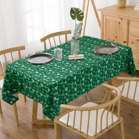 img 2 attached to Waterproof Shamrock Tablecloth For St Patrick'S Day & Spring - 54 X 80 Inches, Spillproof And Stain Resistant, Green Clover Design, Ideal For Dining Room, Kitchen, And Party, Easy To Wash By DWCN