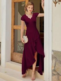 img 1 attached to Miusol Women'S Vintage V Neck Ruffle Split Bridesmaid Party Long Dress