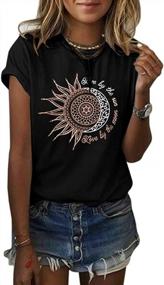 img 4 attached to Women'S Summer Vintage Tees: MaQiYa Cotton Moon & Sun Printed Tops