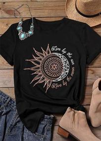 img 2 attached to Women'S Summer Vintage Tees: MaQiYa Cotton Moon & Sun Printed Tops