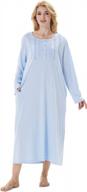 100% cotton soft lightweight long sleeve women's nightgowns with pockets - keyocean logo