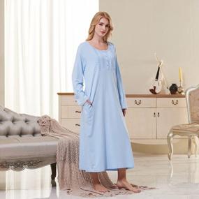 img 1 attached to 100% Cotton Soft Lightweight Long Sleeve Women'S Nightgowns With Pockets - Keyocean