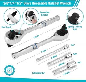 img 1 attached to Duratech 24-Piece Metric Socket Wrench Set With 3-In-1 Ratchet Handle, 3 Extensions & 20 Sockets For Auto Repairing, 1/4", 3/8", 1/2" Drive - Top Choice For Efficient Repairs