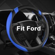 🚗 custom car steering wheel cover for ford f-150, f-250, f-350, expedition by west llama (black+blue) логотип