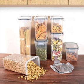 img 1 attached to Stackable Airtight Food Storage Containers With Lids - MDHAND Cereal Containers Set, BPA-Free Kitchen Storage With Labels & Pen, 14 Pack (7 Containers + 7 Lids)