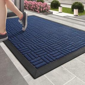 img 4 attached to Non-Slip Waterproof Blue Entrance Rug For High-Traffic Areas - 24"X48" Outdoor Doormat For Front Door, Entryway Or Patio - Low Profile Color G Door Mat For Improved Curb Appeal