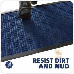 img 3 attached to Non-Slip Waterproof Blue Entrance Rug For High-Traffic Areas - 24"X48" Outdoor Doormat For Front Door, Entryway Or Patio - Low Profile Color G Door Mat For Improved Curb Appeal