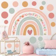 🌈 colorful rainbow flower wall stickers: boho polka dots decal for girls' room, nursery, bedroom, living room, playroom, classroom - vinyl wall decor logo