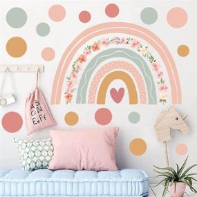 img 1 attached to 🌈 Colorful Rainbow Flower Wall Stickers: Boho Polka Dots Decal for Girls' Room, Nursery, Bedroom, Living Room, Playroom, Classroom - Vinyl Wall Decor