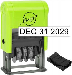 img 4 attached to Miseyo Self-Inking Date Stamp In Green With 2 Black Refill Ink Pads