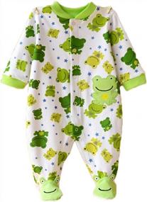 img 4 attached to Feidoog Baby Footed Cotton Long Sleeve Romper Animal Printed Jumpsuit Sleeper Sleep And Play