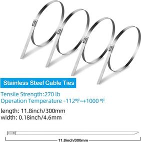 img 3 attached to 🔒 304 Stainless Steel Metal Cable Zip Ties - Heavy Duty 11.8Inch Self-Locking Wire Wrap for Fence, Exhaust, Car, Outdoor Canopy & Automotive (Pack of 50)