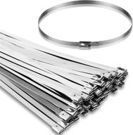 🔒 304 stainless steel metal cable zip ties - heavy duty 11.8inch self-locking wire wrap for fence, exhaust, car, outdoor canopy & automotive (pack of 50) logo