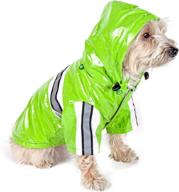 🐾 stay visible and dry with pet life ® reflecta-glow reflective waterproof adjustable pvc pet raincoat логотип