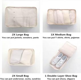 img 2 attached to 6 Set Travel Packing Cubes, Travel Carry On Luggage Organizer With Shoe Bag (Cream)