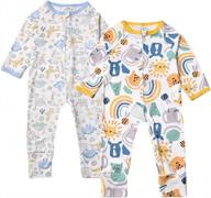 cute and convenient: feidoog 2-pack cotton jumpsuit rompers for toddler boys and girls with 2-way zipper logo