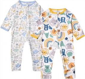 img 4 attached to Cute And Convenient: Feidoog 2-Pack Cotton Jumpsuit Rompers For Toddler Boys And Girls With 2-Way Zipper