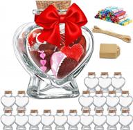 20-piece heart shaped glass jars with cork lids - perfect for wedding decorations, diy projects & party favors! logo