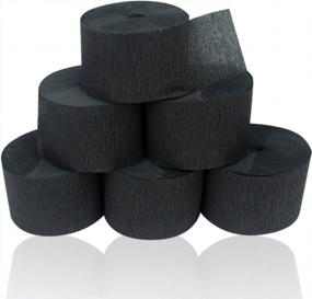 img 3 attached to Coceca 82Ft Black Streamers Roll Black Crepe Paper Streamers, 6 Rolls, For Various Birthday Party Wedding Festival Party Decorations