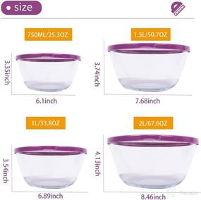 img 3 attached to 🥣 4-Pack Glass Mixing Bowl Set - Stackable, Premium Nesting Bowls with Lids, Food Storage Containers for Meal Prep - Kitchen, Home - Microwave and Freezer Safe - BPA Free by TIBLEN