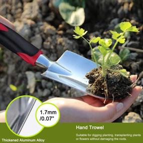 img 2 attached to 3 Piece Heavy Duty Garden Trowel Set - Cast-Aluminum Hand Shovels With Non-Slip Rubber Grip For Transplanting, Weeding, Digging And Planting By FANHAO