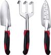 3 piece heavy duty garden trowel set - cast-aluminum hand shovels with non-slip rubber grip for transplanting, weeding, digging and planting by fanhao logo