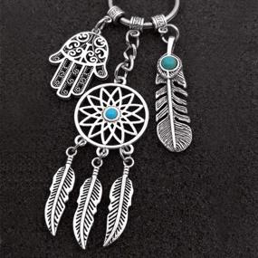 img 1 attached to Customizable Dreamcatcher Keychain With Hamsa And Budda Hand Charm: A Stunning Silver Toned Key Chain With Stainless Steel Beauty