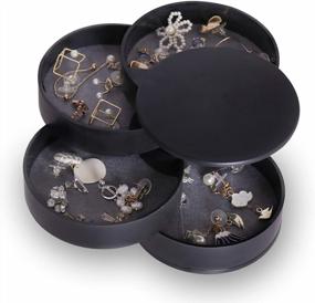 img 4 attached to 5-Layer Rotating Jewelry Organizer With Lid For Women - Small Jewelry Storage Box And Earring Holder, Travel Jewelry Tray Case For Rings, Bracelets & More By CONBOLA