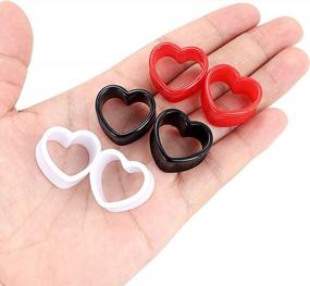 img 3 attached to Colorful Heart-Shaped Ear Tunnels Set - 6 To 18 Pieces In Gauge 6G-7/8 Inch By Qmcandy