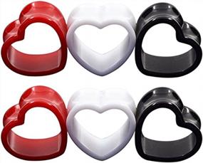 img 4 attached to Colorful Heart-Shaped Ear Tunnels Set - 6 To 18 Pieces In Gauge 6G-7/8 Inch By Qmcandy