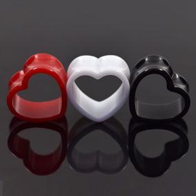 img 1 attached to Colorful Heart-Shaped Ear Tunnels Set - 6 To 18 Pieces In Gauge 6G-7/8 Inch By Qmcandy