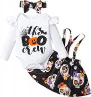 3pcs halloween outfit set for newborn baby girls - romper, skirt & headband! logo