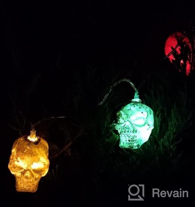 img 1 attached to ILLUMINEW 30 LED Halloween Skull String Lights, 16.4Ft 8 Modes Fairy Lights With Remote, Waterproof Battery Operated Halloween Lights For Outdoor Indoor Party Bar Halloween Decoration review by Jason Clemons