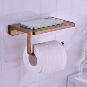 img 3 attached to Wall-Mounted Toilet Paper Holder With Phone Shelf And Storage - Luxe Bronze Bathroom Accessory In Brushed Rose Gold