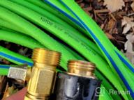 img 1 attached to 5/8" X 10' Garden Hose - Heavy Duty Hybrid, Kink Resistant, All-Weather Flexible With Swivel Grip Handle & 3/4" GHT Brass Fittings (Green + Blue) review by Julie Terrones