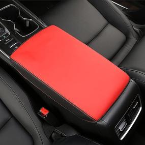 img 4 attached to INTGET Car Console Cover For 2020 2021 2022 Honda Accord Accessories 2019 2018 Leather Armrest Cover Elbow Arm Rest Seat Box Protector Accessories For Honda Accord Center Console Cover(Black With Red)