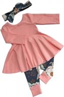 adorable set for toddler baby girls: ruffle tops, floral pants, and matching headband in solid colors logo