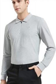 img 3 attached to JINSHI Мужские рубашки-поло с длинным рукавом для гольфа с застежкой-молнией 1/4 - идеально подходят для спорта и легкой атлетики