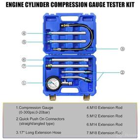 img 3 attached to 🚗 JIFETOR Cylinder Compression Tester: Diagnostic Tool Kit for Automotive Cylinder Compression Test on Gasoline Car Motorcycle Truck (8PCS)