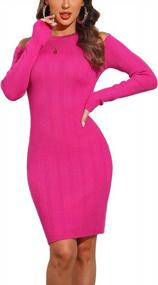 img 4 attached to Rocorose Women'S Long Sleeve Sweater Dress Slim Fitted Crewneck Shoulder Cutout Mini Bodycon Dresses
