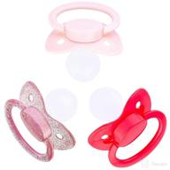 🍼 j&or adult-sized pacifier dummy - three color pack: red rose, flamingo pink & violet sparkling pink logo